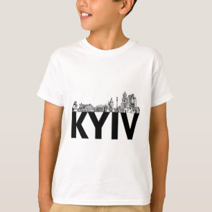 Camiseta Silhueta do Contorno da Cidade de Kiev Ucrânia Eur