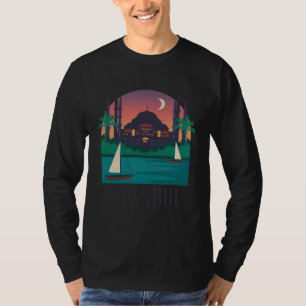 Camiseta Silhueta do Contorno da Cidade do Céu de Istambul 
