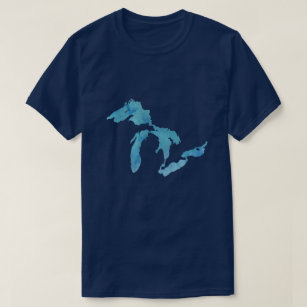 Camiseta Silhueta do esboço do mapa dos grandes lagos