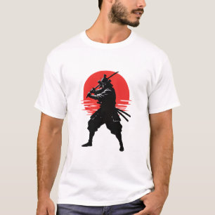 Camiseta Silhueta do Guerreiro Samurai Sol Japon