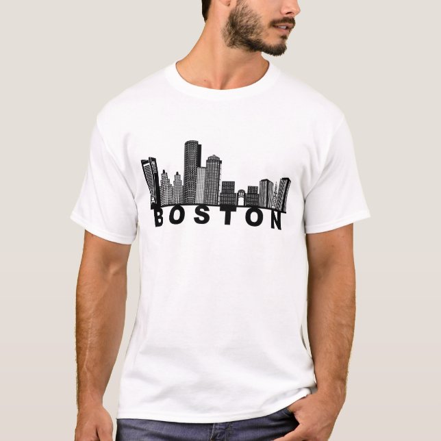 Camiseta Silhueta do Horizonte de Boston  (Frente)
