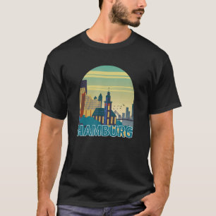 Camiseta Silhueta do Horizonte de Hamburgo Alemanha Esboço