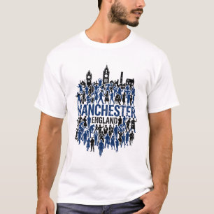 Camiseta Silhueta do horizonte de Manchester, Inglaterra e 