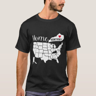 Camiseta Silhueta do Mapa do Estado de Kentucky Home Love U