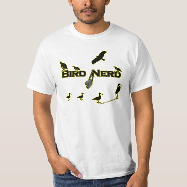 Camiseta Silhueta do nerd do pássaro (Frente)