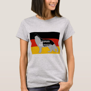 Camiseta silhueta do nome pastor alemão na bandeira preta e