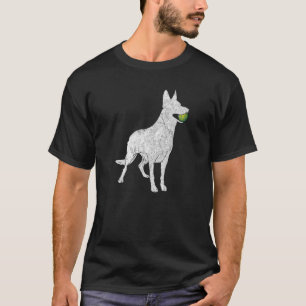 Camiseta Silhueta do Pastor Alemão Branco Bola de Tênis Gsd