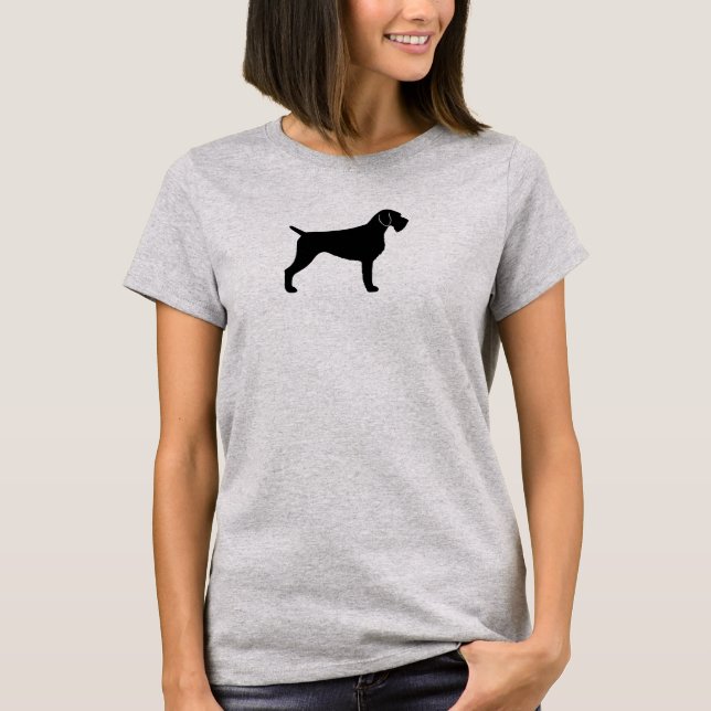 Camiseta Silhueta do Pointer Alemão de Pelo Cabeludo (Frente)