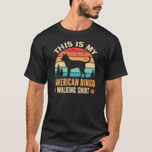 Camiseta Silhueta do pôr do sol do pai passeando o cão Ding