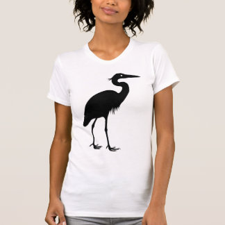 Camiseta Silhueta do preto do pássaro da garça-real de