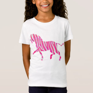 Camiseta Silhueta do rosa quente e do branco da zebra
