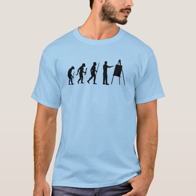 Camiseta Silhueta engraçada da evolução da pintura (Frente)