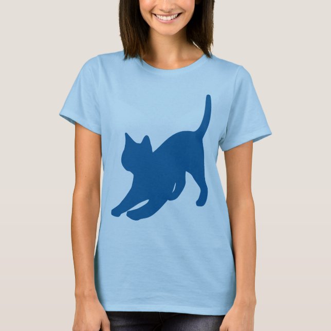 Camiseta Silhueta Gato Escuro Azul (Frente)