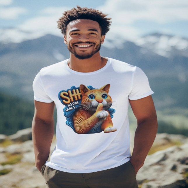 Camiseta Silhueta Gato Majestosa Com Shhh Ninguém Se Import (Criador carregado)