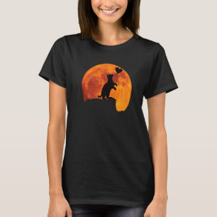 Camiseta Silhueta Gato na Lua cheia com coração. Beautifu