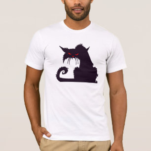 Camiseta Silhueta Gato Preto mau com Olhos Vermelhos