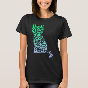 Camiseta Silhueta Gatos para Gatos Meninos Amantes