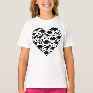 Camiseta Silhueta Geométrica do Coração do Dinossauro Brach