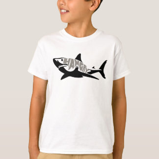 Camiseta Silhueta legal do tubarão de Hangry & preto e