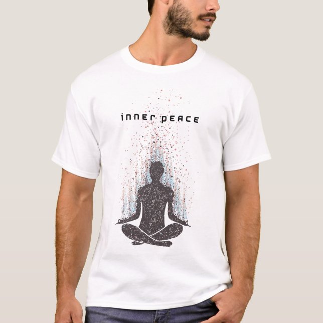 Camiseta Silhueta Meditando Paz Interior Artística (Frente)