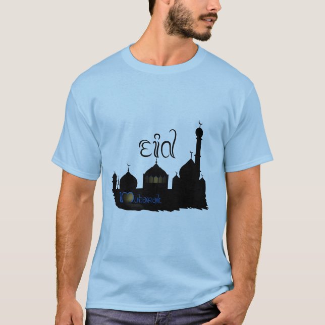 Camiseta Silhueta Mesquita Eid Mubarak - Camisa-T masculino (Frente)