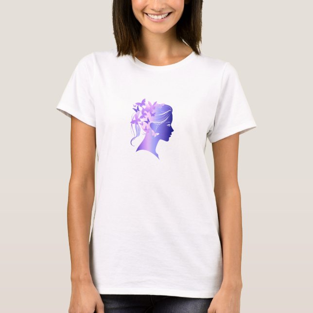 Camiseta Silhueta Minimalista De Cabelo Feminino (Frente)