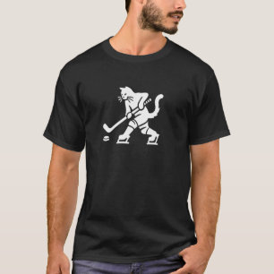 Camiseta Silhueta Minimalista de Gato Jogador de Hóquei no 
