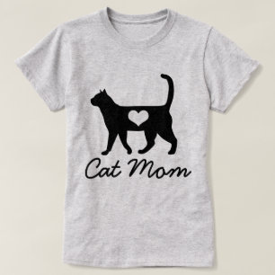 Camiseta Silhueta na moda & coração do gato da mamã do g