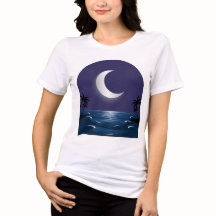 Camiseta Silhueta Noturna da Praia – Iluminada pel