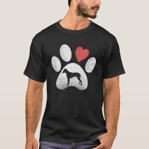 Camiseta Silhueta Pata de Ridgeback da Rodésia Com Coração