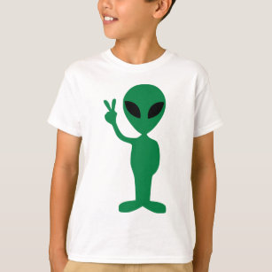 Camiseta Silhueta pequena da alienígena do homem verde da