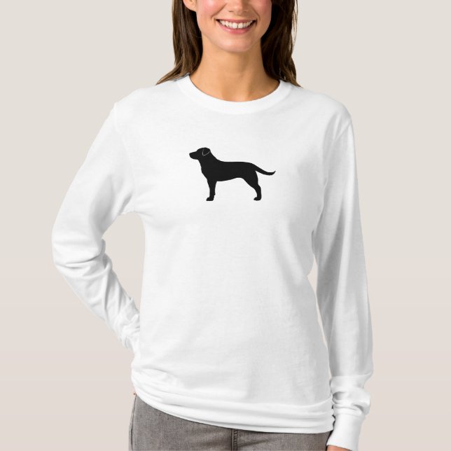 Camiseta Silhueta preta da raça do cão de labrador (Frente)
