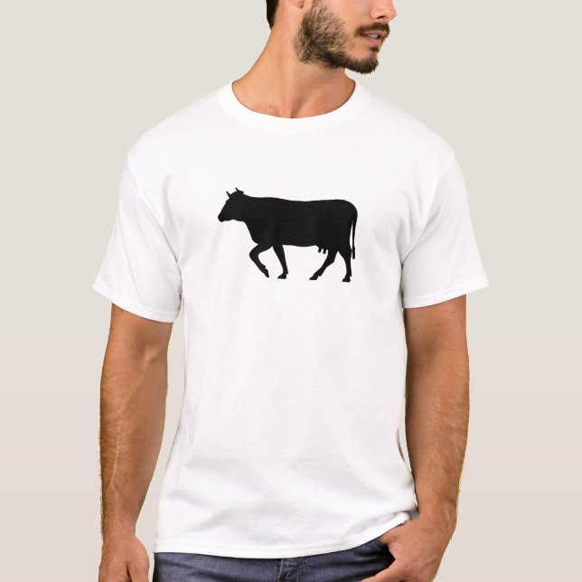 Camiseta Silhueta preta da vaca (Frente)