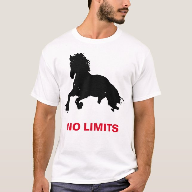 Camiseta Silhueta Preta de Cavalo Corante Branco Sem Limite (Frente)