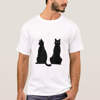 Camiseta Silhueta preta de dois gatos