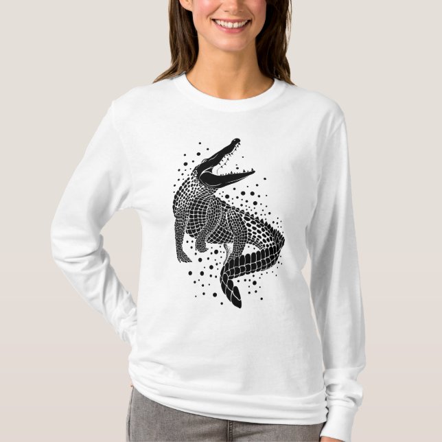 Camiseta Silhueta Preta de um Crocodilo (Frente)