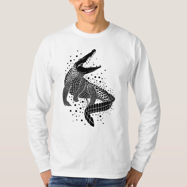 Camiseta Silhueta Preta de um Crocodilo (Frente)