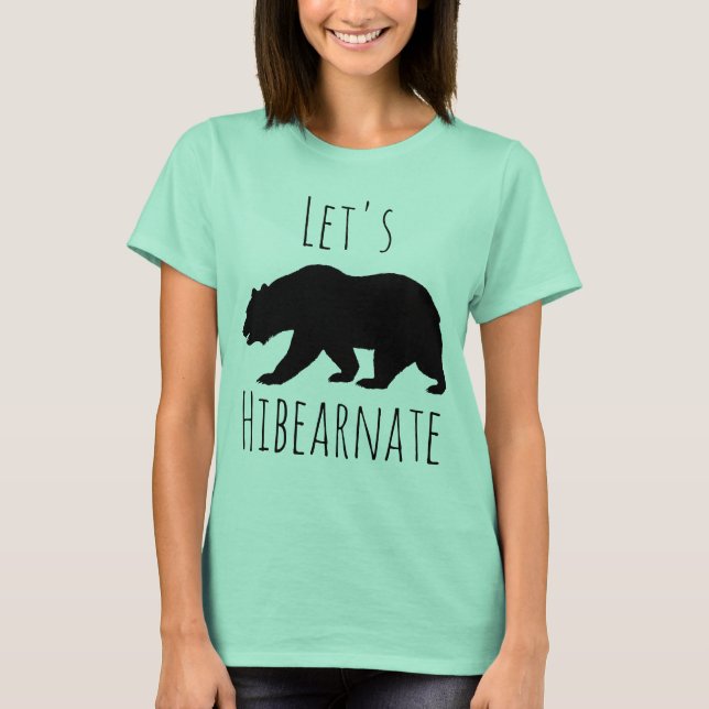 Camiseta Silhueta Preta de Urso Preto Hibearnato de vamos (Frente)