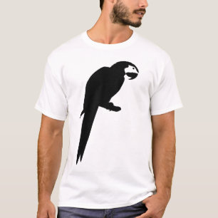 Camiseta Silhueta preta do pássaro do papagaio do Macaw