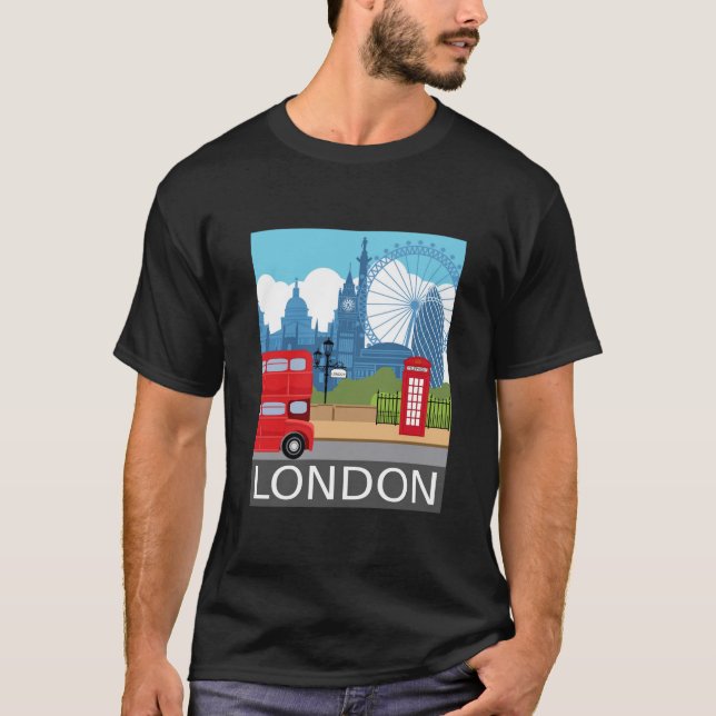 Camiseta Silhueta retro de marcos de Londres (Frente)