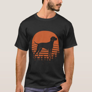 Camiseta Silhueta Retro do Cachorro Vizsla Pôr do Sol