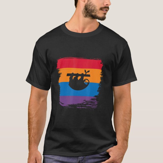 Camiseta Silhueta Sombra Lenta Com Bandeira Colorida (Frente)