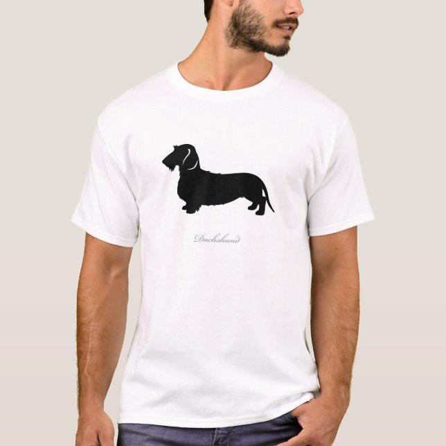 Camiseta Silhueta v3 do Dachshund do cabelo do fio (Frente)