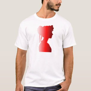 Camiseta Silhueta Vermelha 1800s Mulher Moda 1 T-Shirt