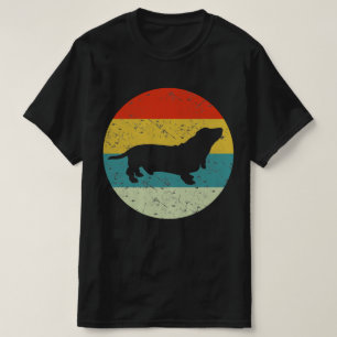 Camiseta silhueta vintage retro basset hound 70s
