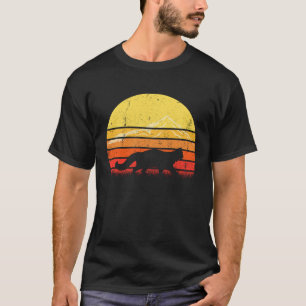 Camiseta Silhueta Vintage Retro do Gato Maine Coon no Pôr d