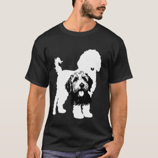 Camiseta Silhuetas de Cachorros Gêmeos em Preto e Branco De