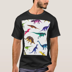 Camiseta Silhuetas de dinossauro: padrão de esboço vintage.