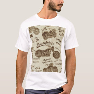 Camiseta Silhuetas de motocicletas Vintage: moto sem costur