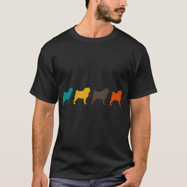 Camiseta Silhuetas de Pug (Frente)